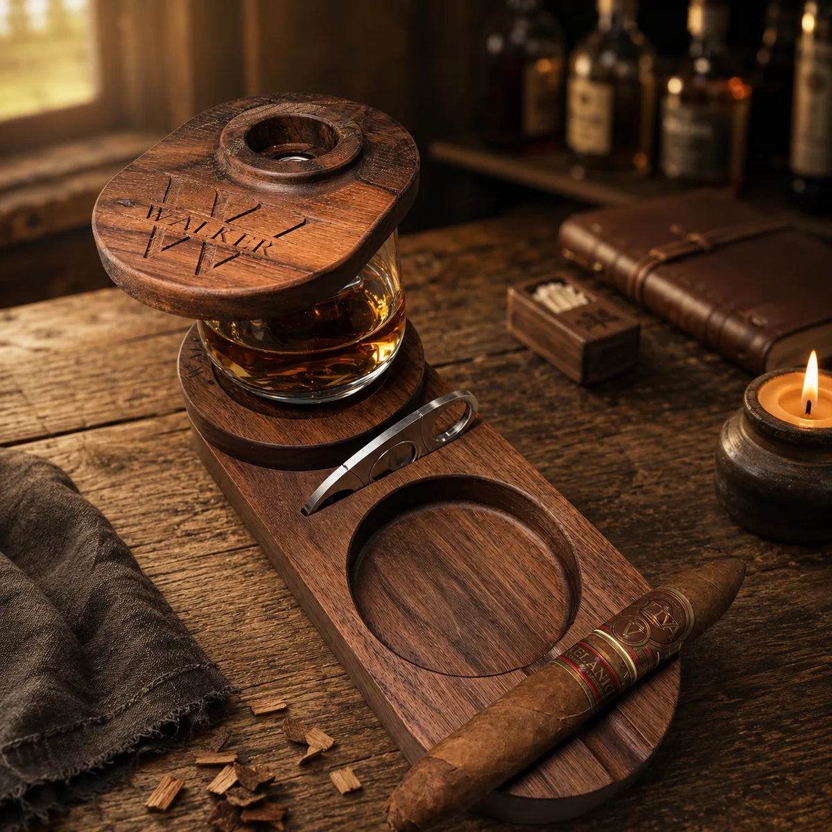 Whisky-Räucherbox und Aschenbecher