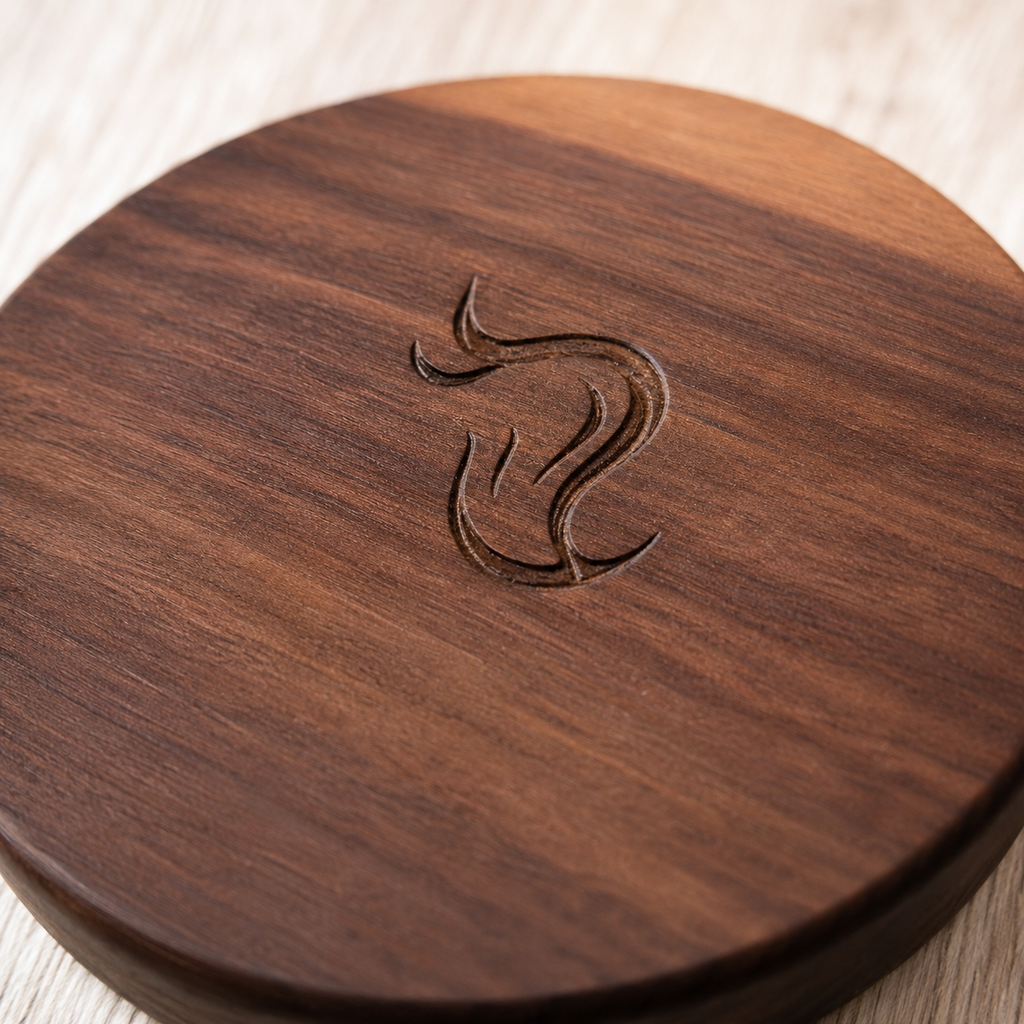 Aschenbecher mit Deckel aus amerikanischem Nussbaumholz