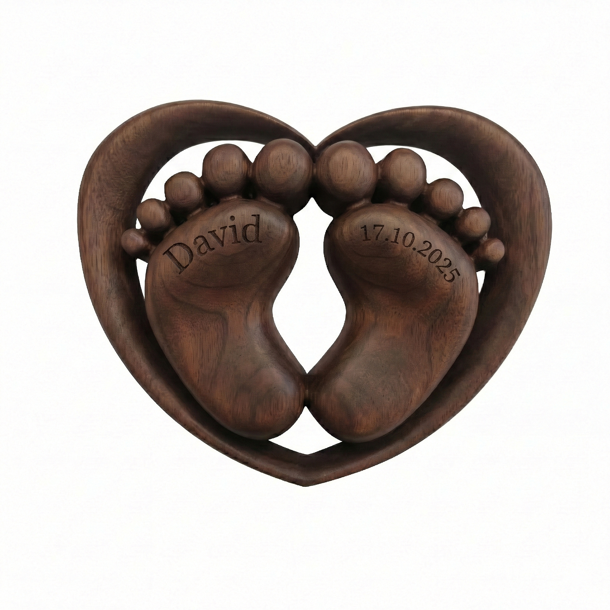 Персонализирана дървена декорация „Първи стъпки в сърцето“