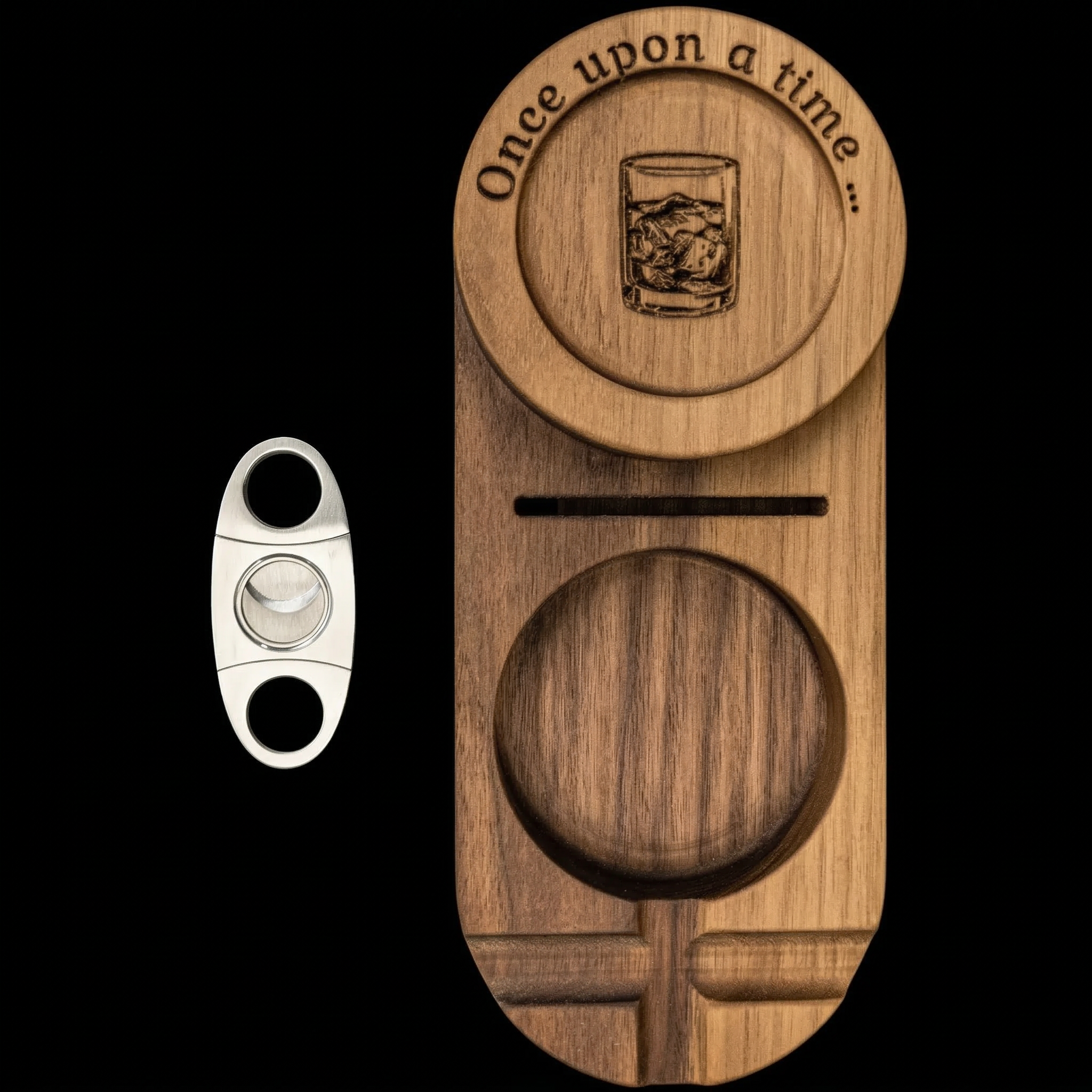 Луксозен пепелник за пури с поставка за чаша