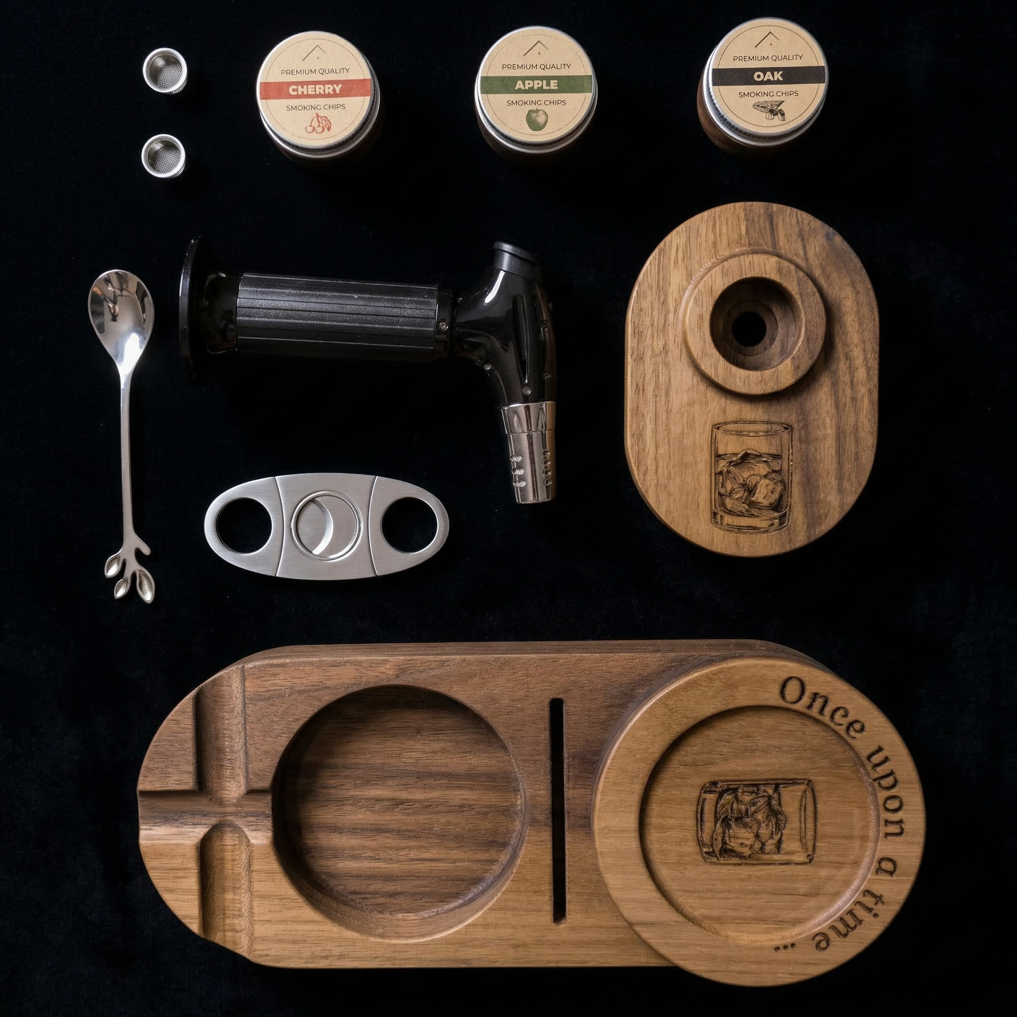 Пълен комплект за опушване на уиски и ръчно изработен пепелник