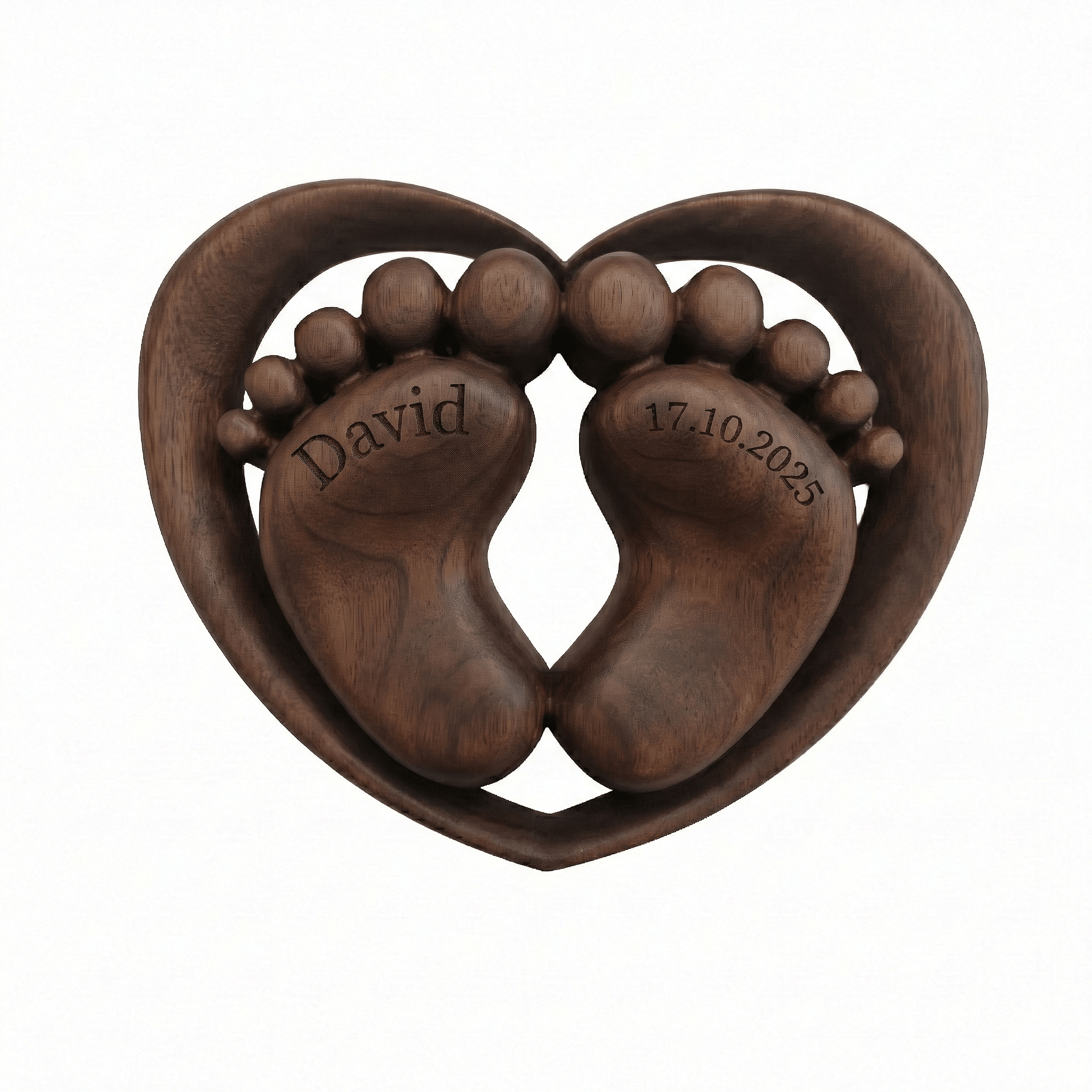 Персонализирана дървена декорация „Първи стъпки в сърцето“ - CrafTech