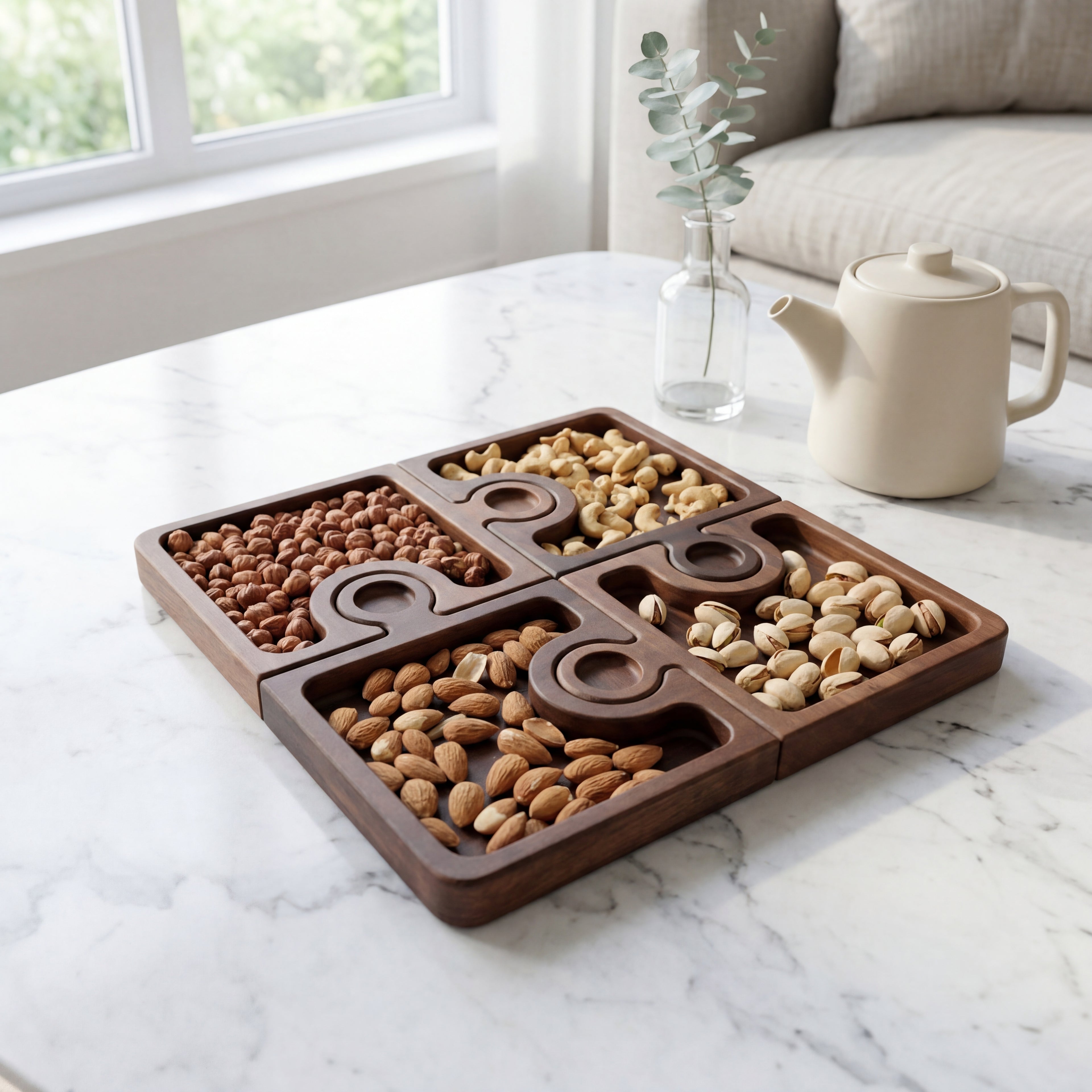 Луксозно модулно плато за сервиране от масивен американски орех