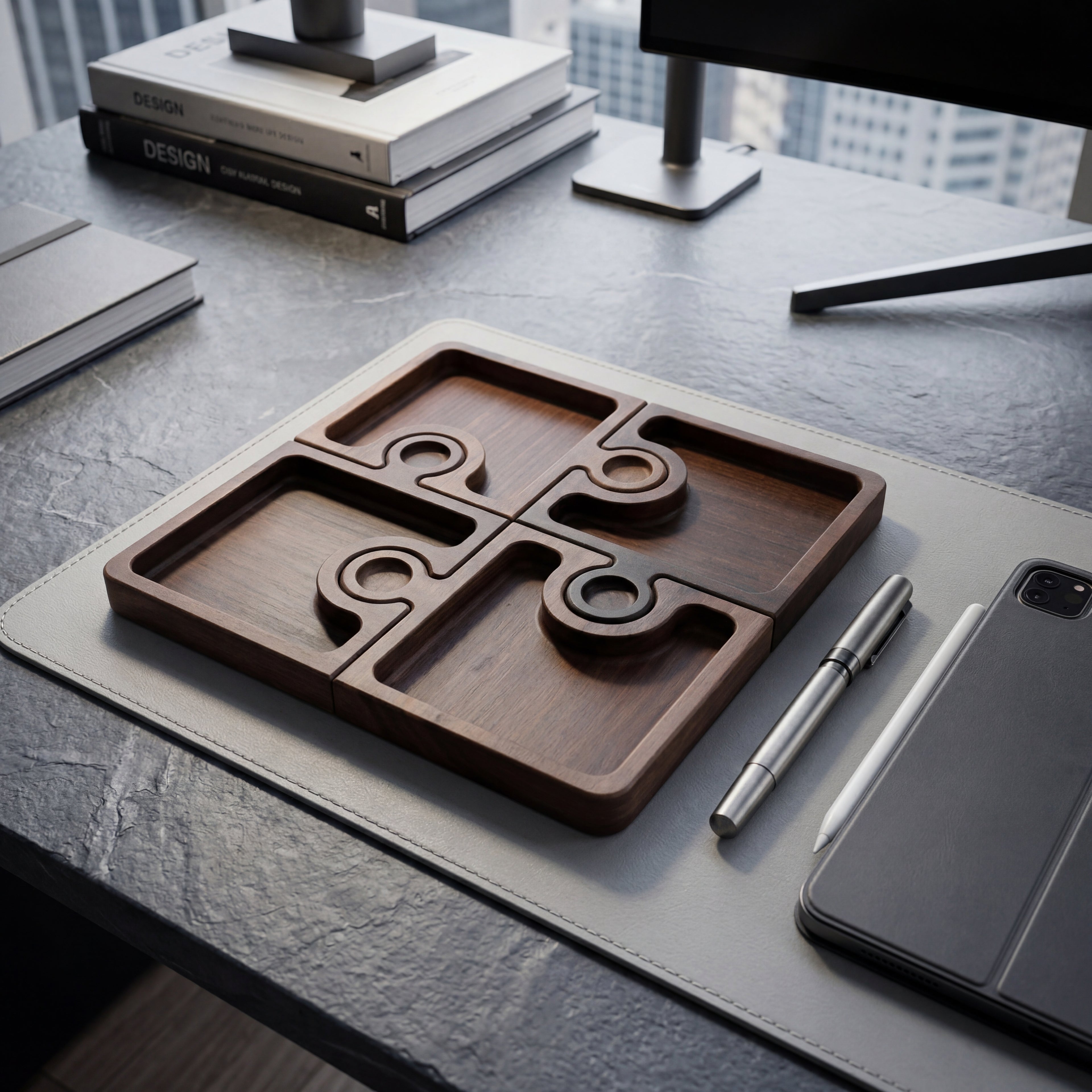 Луксозно модулно плато за сервиране от масивен американски орех