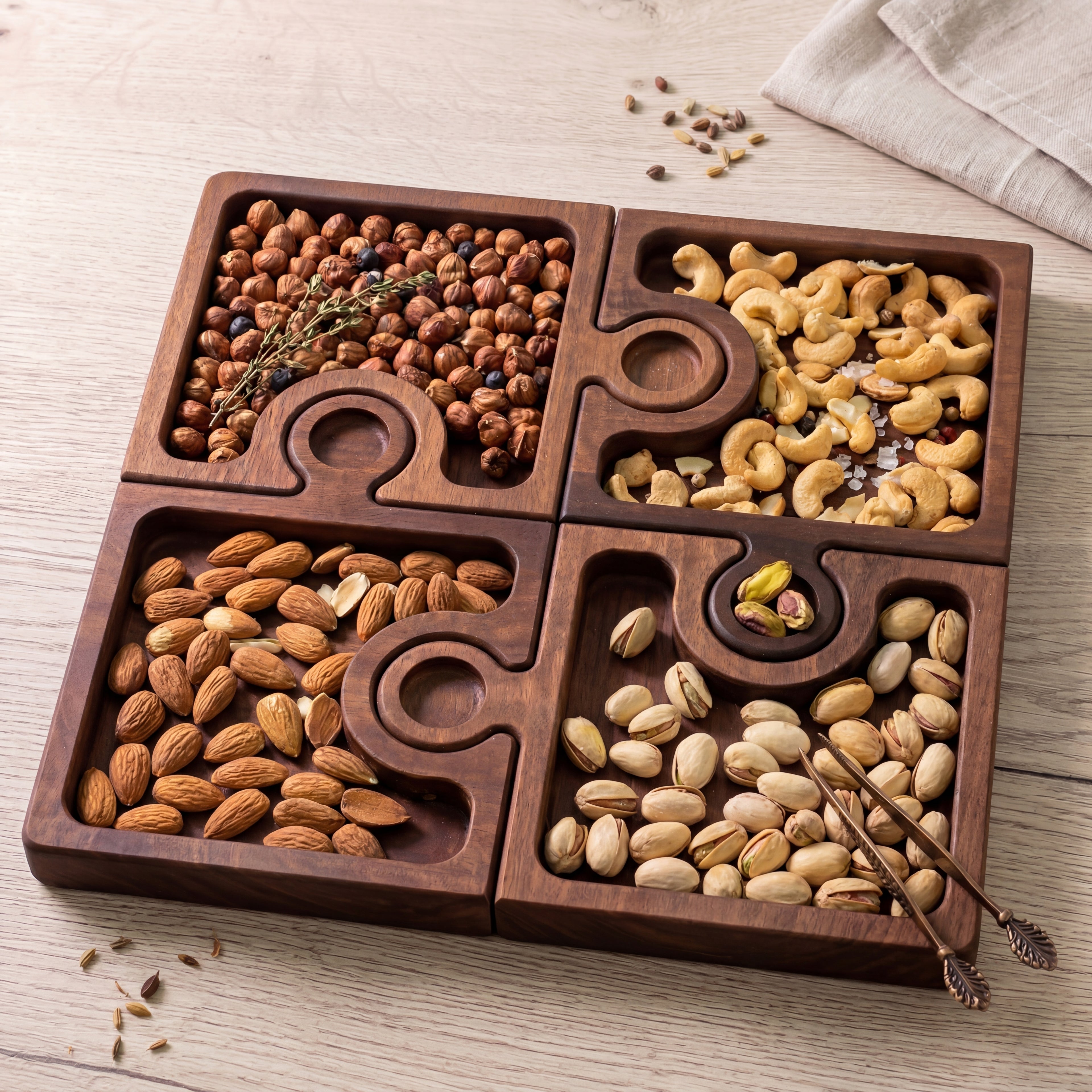 Луксозно модулно плато за сервиране от масивен американски орех