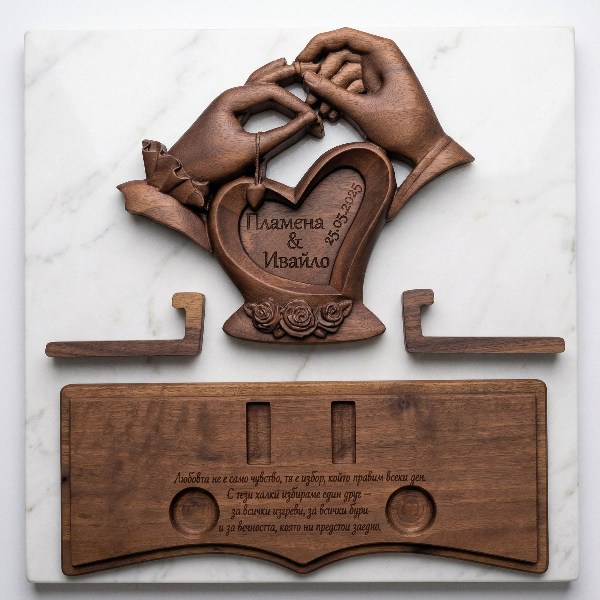 „Ритуал на Свещения Обет“ – Дизайнерска поставка за халки и венчална рамка