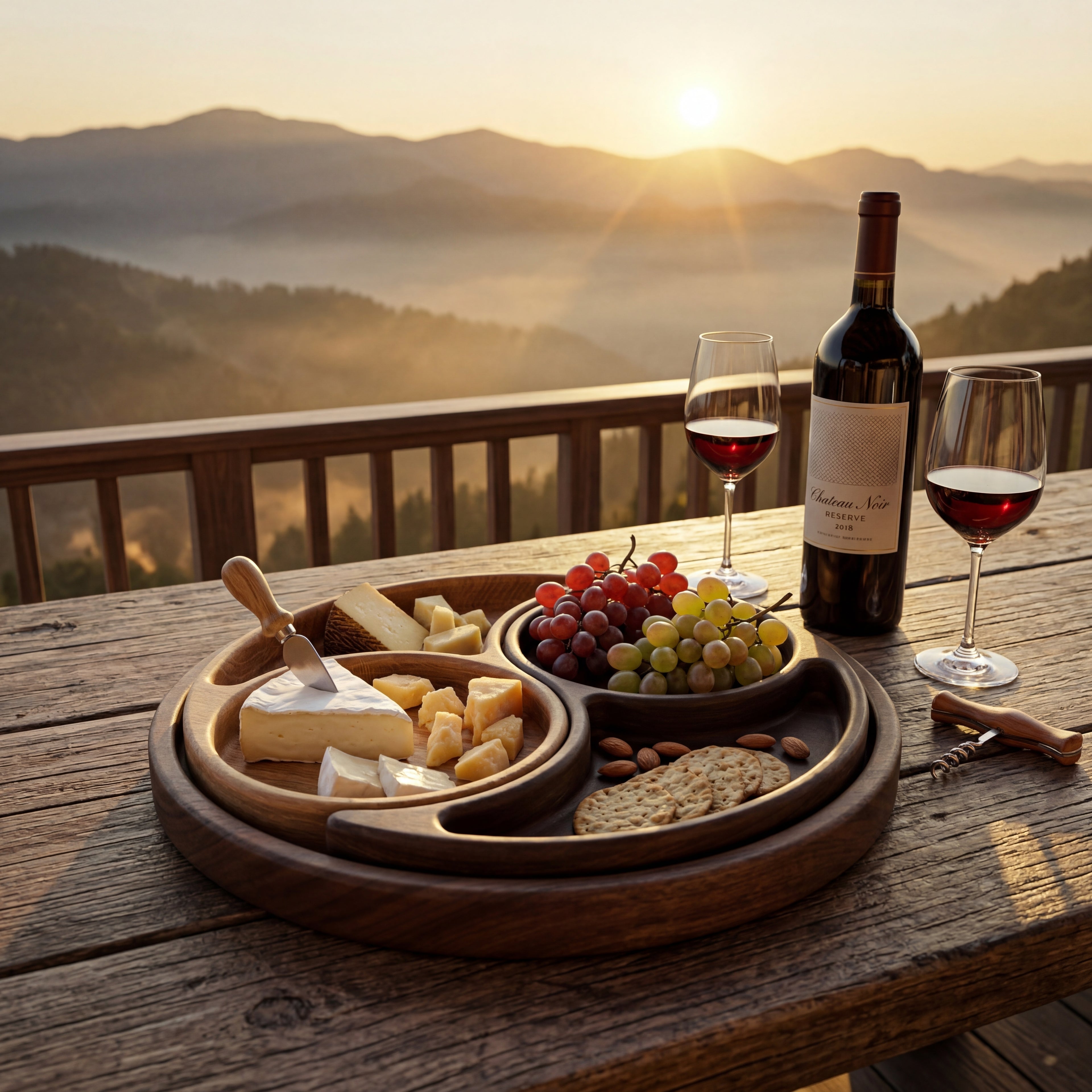 Модулно плато „Ин и Ян“ от американски орех и дъб