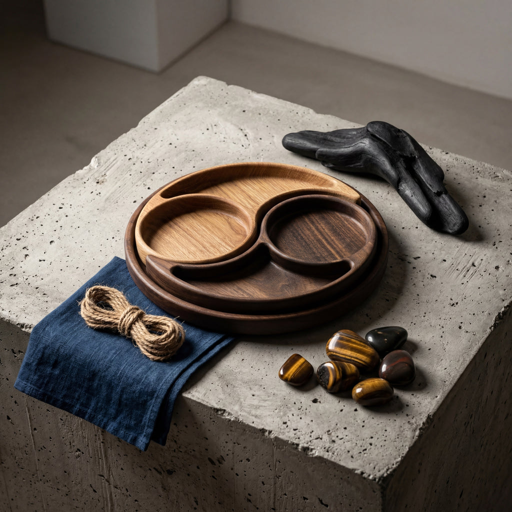 Модулно плато „Ин и Ян“ от американски орех и дъб