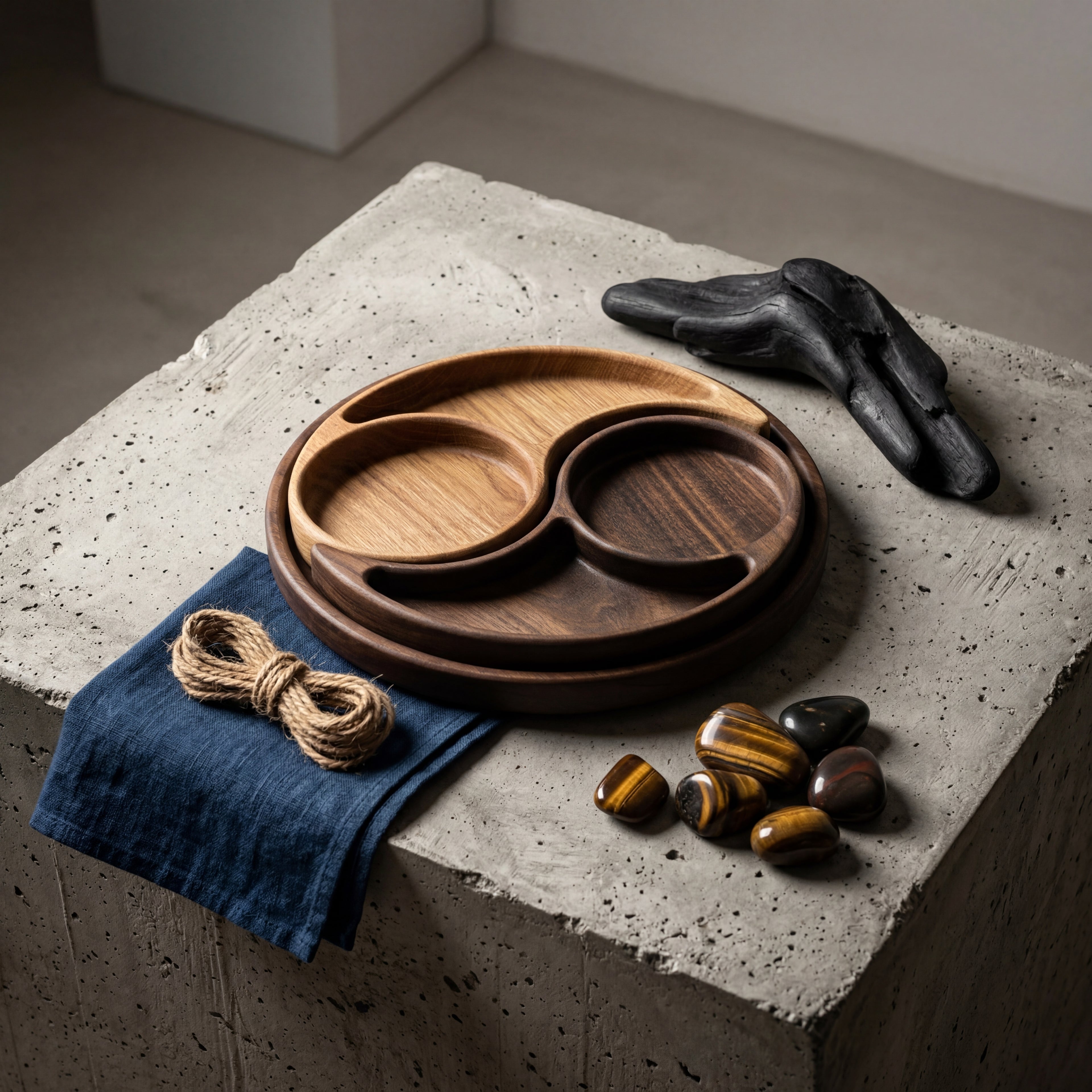 Модулно плато „Ин и Ян“ от американски орех и дъб