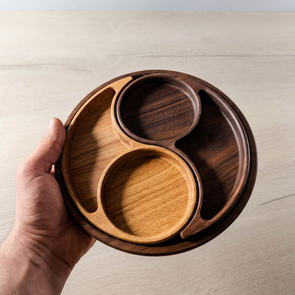 Модулно плато „Ин и Ян“ от американски орех и дъб